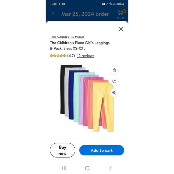 NEW IN PACKAGE CHILDRENS PLACE 8 PACK LEGGINGS - Picture 1 of 7